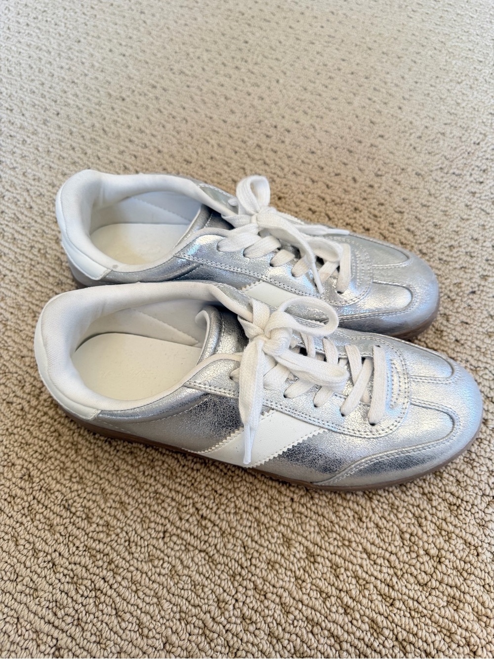 Target Silver and White Women's Lace-Up Sneakers